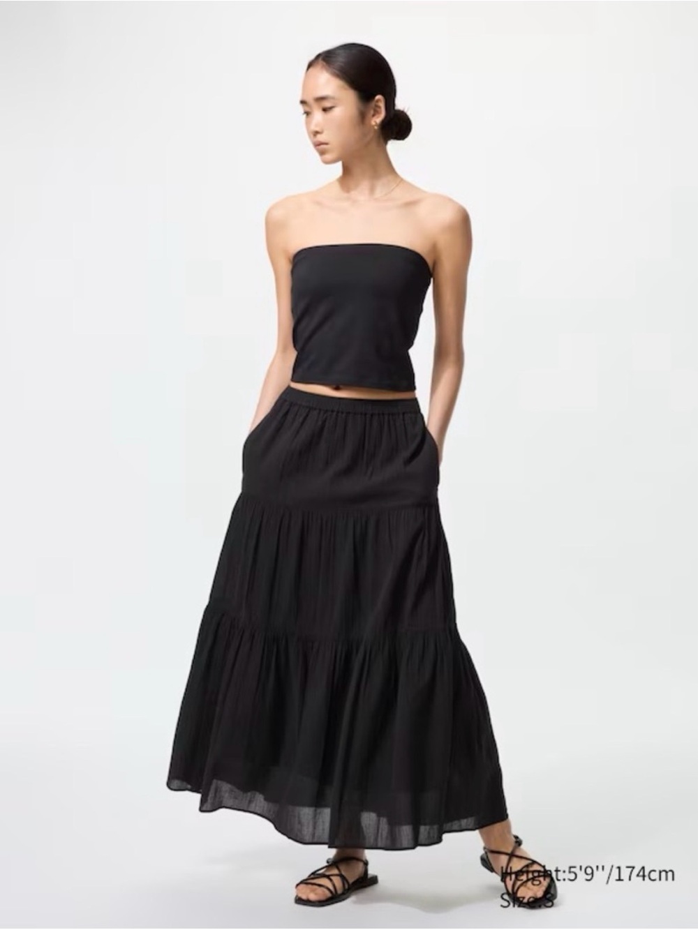 Uniqlo Black Tiered Maxi Skirt
